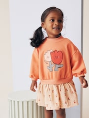 Peach Pink Long Sleeve Sweat Dress (3mths-7yrs) - Image 1 of 6