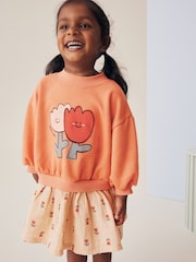 Peach Pink Long Sleeve Sweat Dress (3mths-7yrs) - Image 3 of 6
