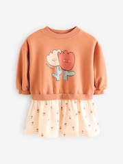 Peach Pink Long Sleeve Sweat Dress (3mths-7yrs) - Image 4 of 6
