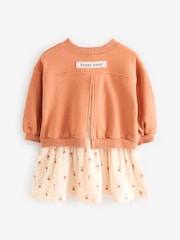 Peach Pink Long Sleeve Sweat Dress (3mths-7yrs) - Image 5 of 6