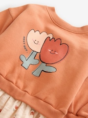 Peach Pink Long Sleeve Sweat Dress (3mths-7yrs) - Image 6 of 6