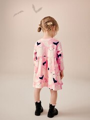 Pink Ghost 100% Cotton Halloween Long Sleeve Jersey Dress (3mths-7yrs) - Image 3 of 7