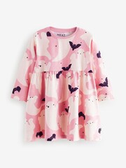 Pink Ghost 100% Cotton Halloween Long Sleeve Jersey Dress (3mths-7yrs) - Image 5 of 7