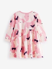 Pink Ghost 100% Cotton Halloween Long Sleeve Jersey Dress (3mths-7yrs) - Image 6 of 7