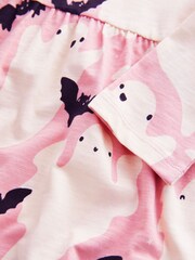Pink Ghost 100% Cotton Halloween Long Sleeve Jersey Dress (3mths-7yrs) - Image 7 of 7