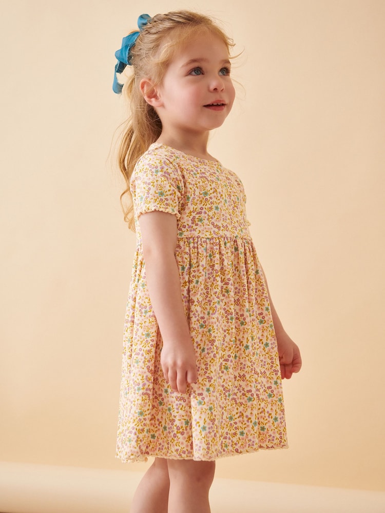 Več - kratek rokav; s kratkimi rokavi Rib Jersey obleka (3mths-7yrs) - Slika 1 iz 7