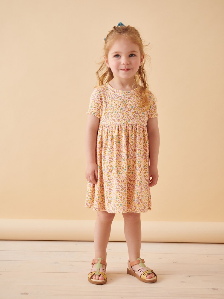 Več - kratek rokav; s kratkimi rokavi Rib Jersey obleka (3mths-7yrs) - Slika 2 iz 7