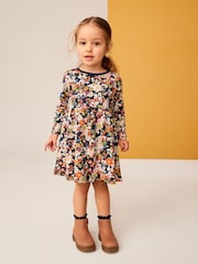 Navy Floral 100% Cotton Long Sleeve Jersey Dress (3mths-7yrs) - Image 2 of 7