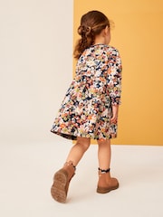 Navy Floral 100% Cotton Long Sleeve Jersey Dress (3mths-7yrs) - Image 3 of 7