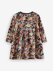 Navy Floral 100% Cotton Long Sleeve Jersey Dress (3mths-7yrs) - Image 6 of 7