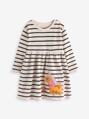 Black/White 100% Cotton Long Sleeve Jersey Dress (3mths-7yrs) - Image 5 of 7