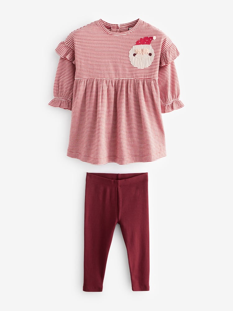Red Long Sleeve Christmas Dress with Leggings (3mths-7yrs) - Image 1 of 3
