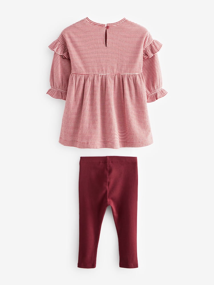 Red Long Sleeve Christmas Dress with Leggings (3mths-7yrs) - Image 2 of 3