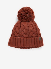 Rust Brown Knitted Cable Pom Hat (1-16yrs) - Image 1 of 2