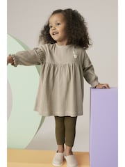 Khaki Green Long Sleeve Dress and Leggings (3mths-7yrs) - Image 1 of 7