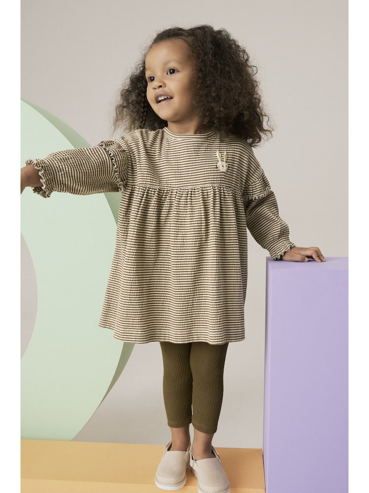Khaki Green Long Sleeve Dress and Leggings (3mths-7yrs) - Image 1 of 7