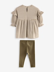 Khaki Green Long Sleeve Dress and Leggings (3mths-7yrs) - Image 6 of 7