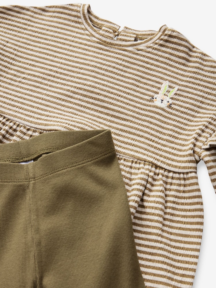 Khaki Green Long Sleeve Dress and Leggings (3mths-7yrs) - Image 7 of 7