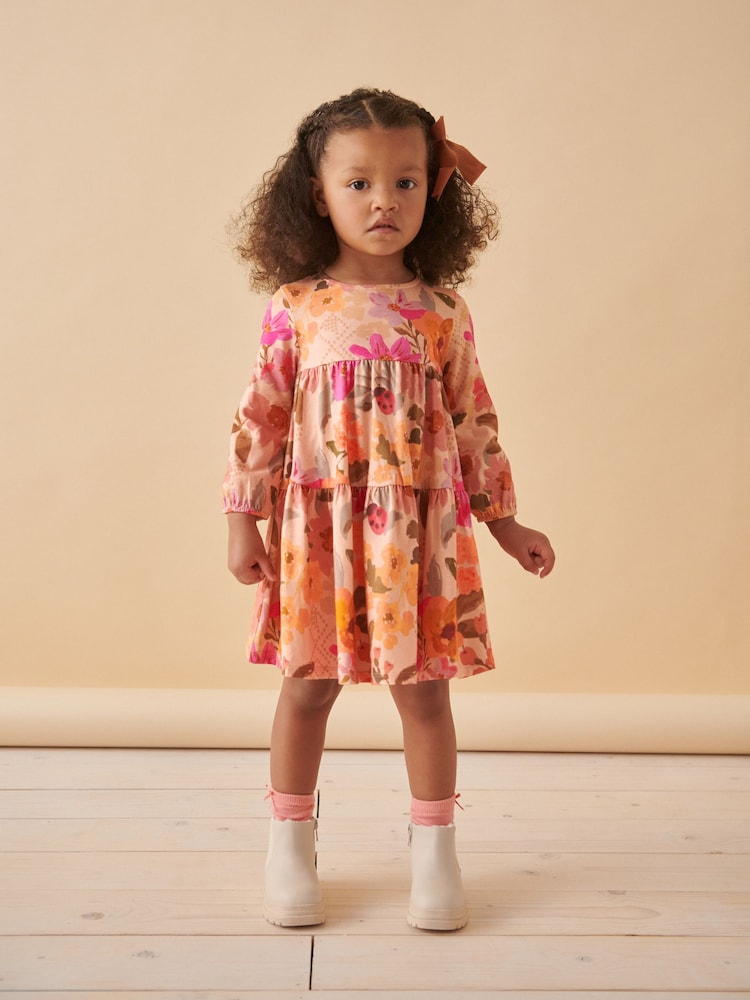 Pink Floral Long Sleeve Jersey Dress (3mths-7yrs) - Image 2 of 7 Pink Floral Long Sleeve Jersey Dress (3mths-7yrs) - Image 2 of 7