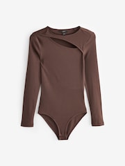 Chocolate Brown Cut-Out Bodysuit - Image 5 of 6