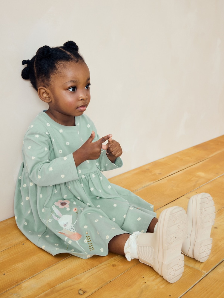 Pale Blue Character 100% Cotton Long Sleeve Jersey Dress (3mths-7yrs) - Image 2 of 10