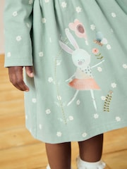 Pale Blue Character 100% Cotton Long Sleeve Jersey Dress (3mths-7yrs) - Image 4 of 10