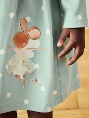 Pale Blue Character 100% Cotton Long Sleeve Jersey Dress (3mths-7yrs) - Image 5 of 10