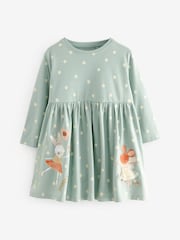 Pale Blue Character 100% Cotton Long Sleeve Jersey Dress (3mths-7yrs) - Image 6 of 10