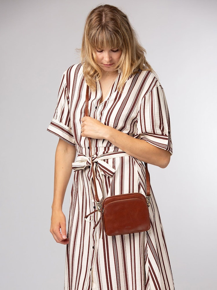 Conkca Brown 'Jay' Leather Cross-Body Bag - Image 1 of 6 Conkca Brown 'Jay' Leather Cross-Body Bag - Image 1 of 6