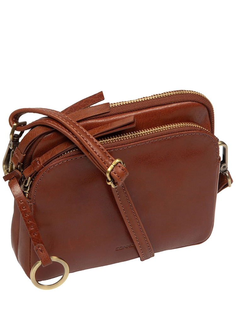 Conkca Brown 'Jay' Leather Cross-Body Bag - Image 6 of 6 Conkca Brown 'Jay' Leather Cross-Body Bag - Image 6 of 6
