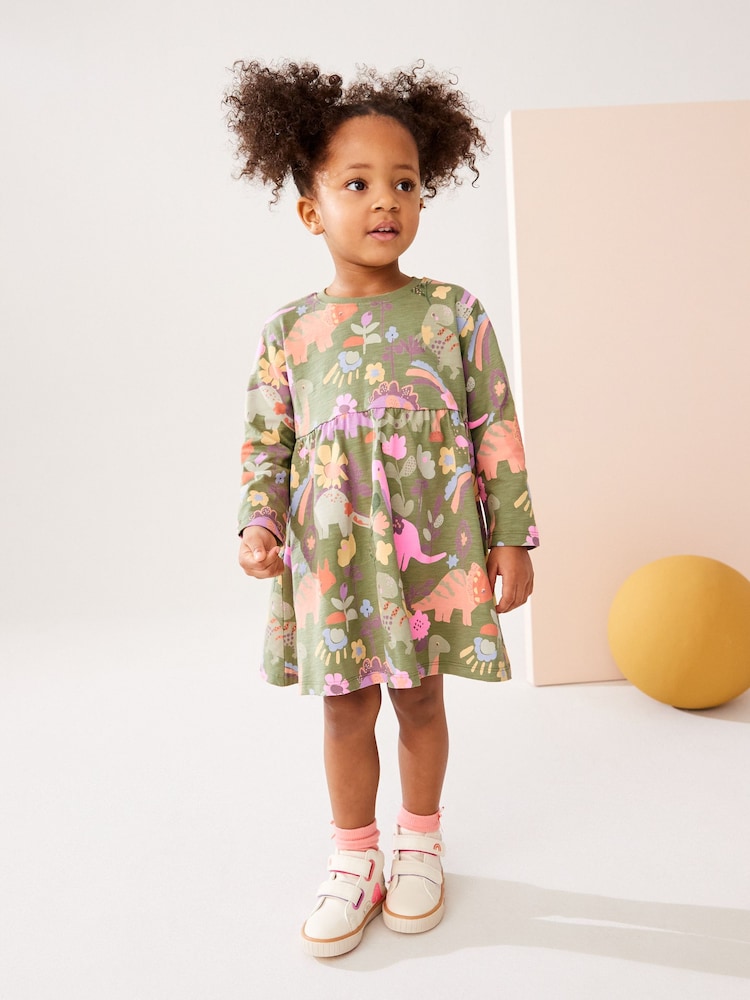 Green Character Long Sleeve Jersey Dress (3mths-7yrs) - Image 2 of 6 Green Character Long Sleeve Jersey Dress (3mths-7yrs) - Image 2 of 6