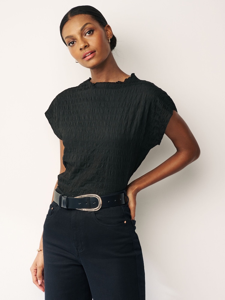 Black Short Sleeve Textured T-Shirt - Image 1 of 6