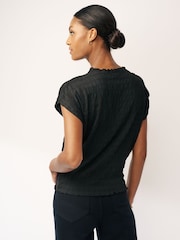 Black Short Sleeve Textured T-Shirt - Image 2 of 6