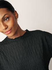 Black Short Sleeve Textured T-Shirt - Image 4 of 6