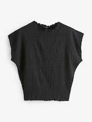 Black Short Sleeve Textured T-Shirt - Image 5 of 6