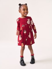 Red Long Sleeve Jersey Christmas Dress (3mths-7yrs) - Image 1 of 6