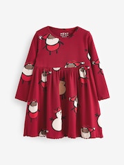 Red Long Sleeve Jersey Christmas Dress (3mths-7yrs) - Image 4 of 6
