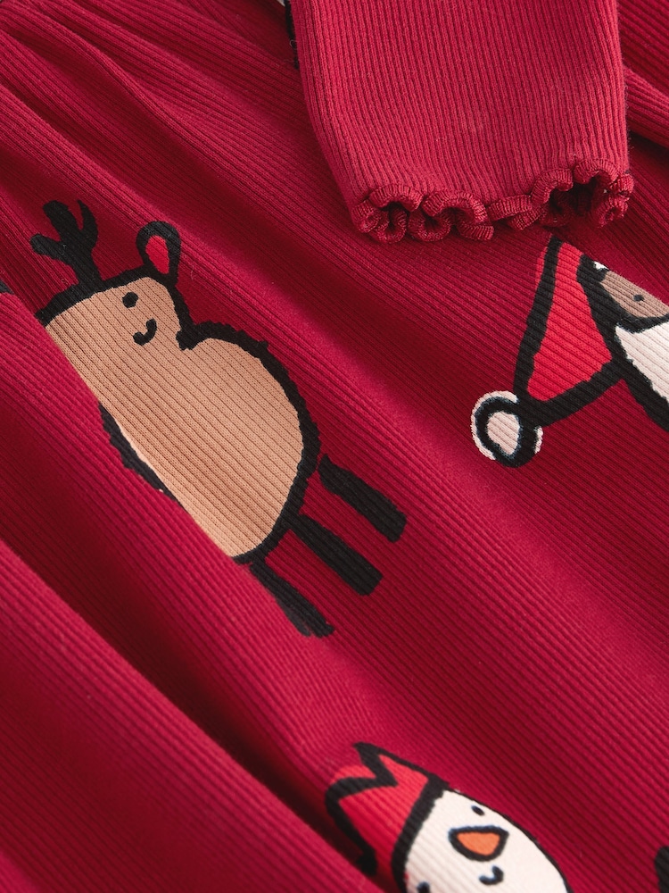Red Long Sleeve Jersey Christmas Dress (3mths-7yrs) - Image 6 of 6