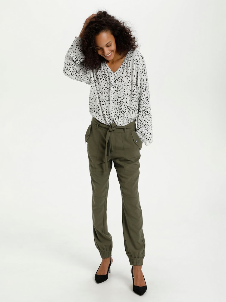 Kaffe White Debra Long Sleeve V-Neck Blouse - Image 1 of 6