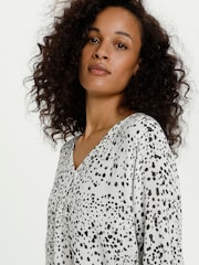 Kaffe White Debra Long Sleeve V-Neck Blouse - Image 4 of 6