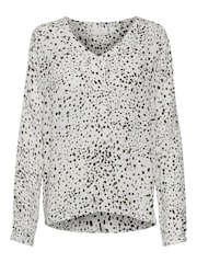 Kaffe White Debra Long Sleeve V-Neck Blouse - Image 5 of 6