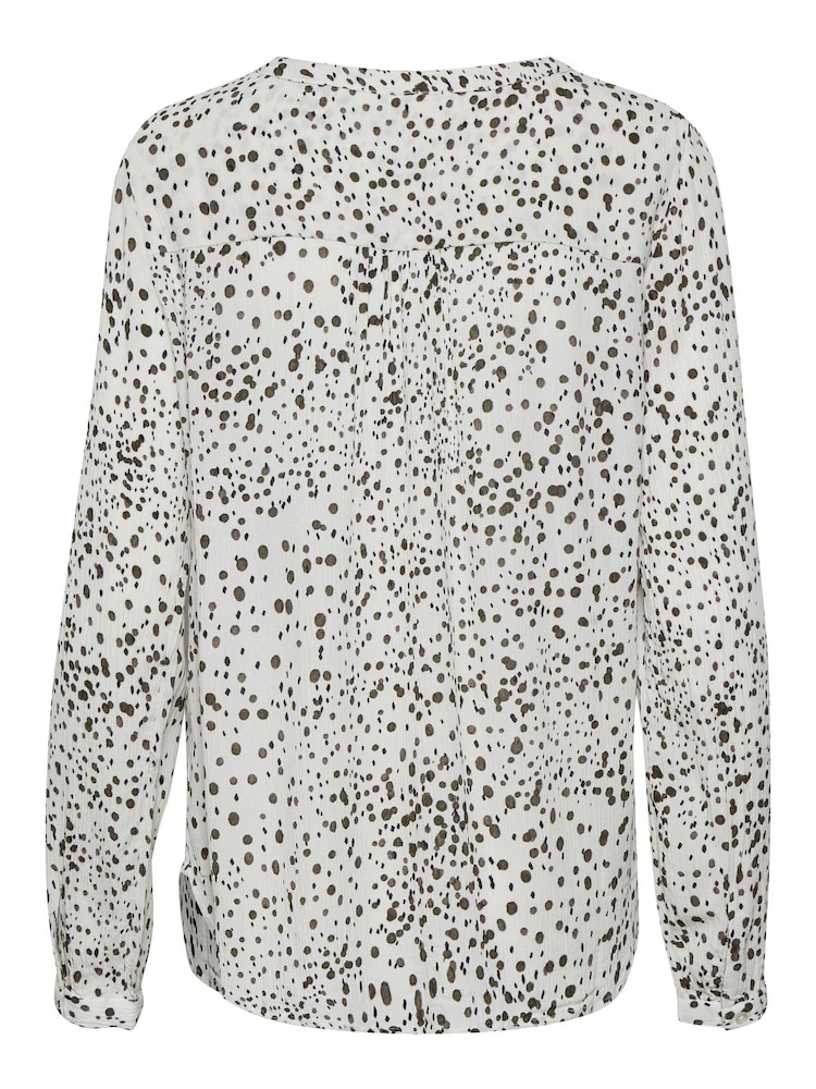 Kaffe White Debra Long Sleeve V-Neck Blouse - Image 6 of 6