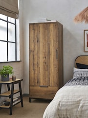 Dark Bronx Oak Effect Single, 1 Drawer Wardrobe - Image 1 of 12