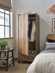 Dark Bronx Oak Effect Single, 1 Drawer Wardrobe - Image 3 of 12