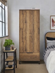 Dark Bronx Oak Effect Single, 1 Drawer Wardrobe - Image 4 of 12