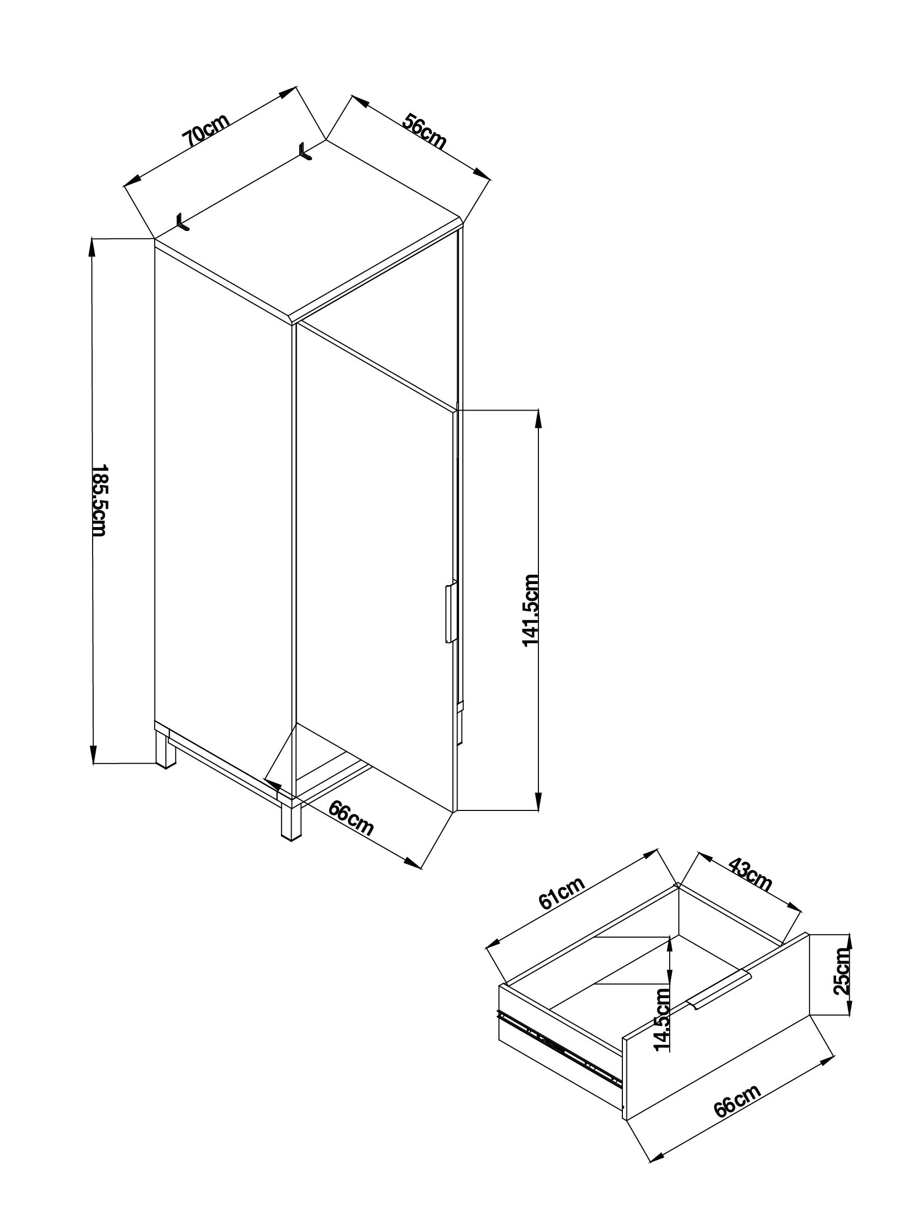 Buy Dark Bronx Oak Effect Single, 1 Drawer Wardrobe from the Next
