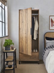 Dark Bronx Oak Effect Single, 1 Drawer Wardrobe - Image 6 of 12