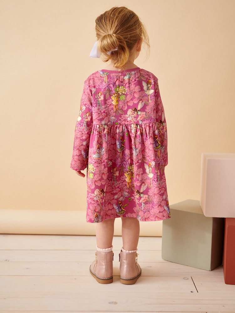 Purple 100% Cotton License Flower Fairy Long Sleeve Jersey Dress (3mths-7yrs) - Image 2 of 7
