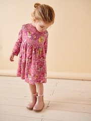 Purple 100% Cotton License Flower Fairy Long Sleeve Jersey Dress (3mths-7yrs) - Image 3 of 7