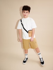 White/ Stone Utility Bag Short Sleeves 100% Cotton T-Shirt and Shorts Set (3-16yrs) - Image 1 of 7